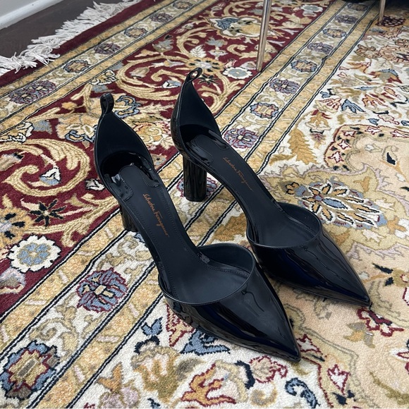 Salvatore Ferragamo Black Patent Leather Pumps - Picture 3 of 10